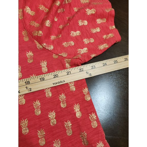 Chico's Women's Red Pineapple Round Neck Short Sleeve Ultimate Tee Shirt Size XL - Picture 4 of 5